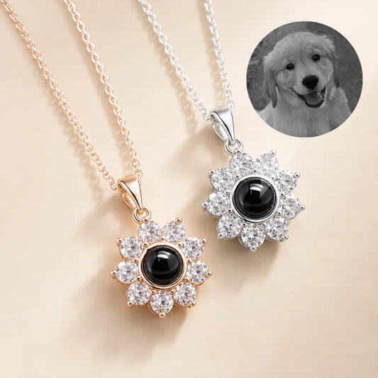 Flower Memory Photo Necklace